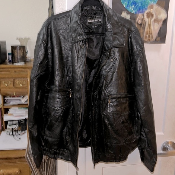 Leather Works brand Patchworked Leather Bomber coat. XXL - Picture 7 of 7